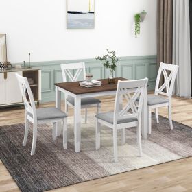 TOPMAX Rustic 5-Piece Dining Set With 4 X-Back Chairs, White