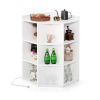 White three-layer corner cabinet with charging station