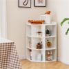 White three-layer corner cabinet with charging station
