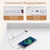 White three-layer corner cabinet with charging station