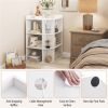 White three-layer corner cabinet with charging station