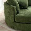 Orisfur. 360������ Swivel Accent Barrel Chair with Storage Ottoman & 4 Pillows, Modern Chenille Leisure Chair Round Accent for Living Room, Green
