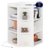 White three-layer corner cabinet with charging station