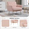 COOLMORE Velvet Armchair Single Sofa Modern Tufted Upholstered Side Reading Chairs with Arm and Gold Metal Leg for Living Room Bedroom (Pink)
