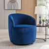Velvet Fabric Swivel Accent Armchair Barrel Chair With Black Powder Coating Metal Ring,Blue