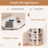 White three-layer corner cabinet with charging station