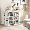 White three-layer corner cabinet with charging station