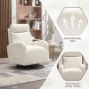JiaDa Upholstered Swivel Glider.Rocking Chair for Nursery in White Teddy.Modern Style One Left Bag