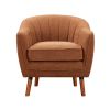 Mid-Century Modern Accent Chair 1pc Rust-hued Chenille Fabric Upholstered Channel Stitched Back Brown Legs Solid Wood Furniture