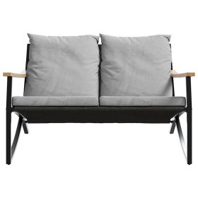 VidaXL Banca De Gradina Cu Perne, Negru 120 Cm Otel