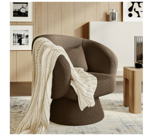 Modern Cushioned Bucket Chair (Color: Brown)