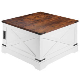 Coffee Table, Multi-functional Lifting Dining Table Coffee Table, Living Room Home Table, Modern Coffee Table 80CM, Vintage White (Color: White)