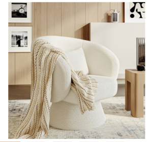 Modern Cushioned Bucket Chair (Color: Beige)