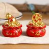 1pc; Pot Of Golden Car Ornament (2.28"��1.97"��1.97"); Home Decoration; Holiday Birthday Gifts