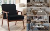 Mid-Century Modern Chair, Living Room Chair with Solid Wood Frame, Accent Chair Extra-Thick Backrest, Wingback Chair for Bedroom, Reading Room